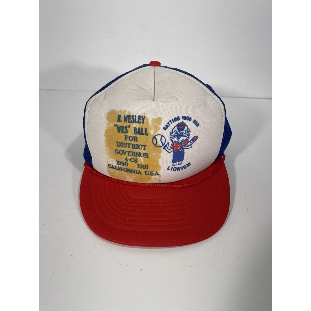 Weslley Ball For District Governor California 1990-1991 Trucker Cap Hat Lionism